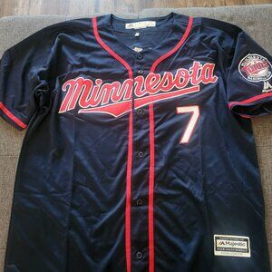 Brand NEW Minnesota Twins Joe Mauer #7 Men's X-Large XL Jersey Blue STITCHED